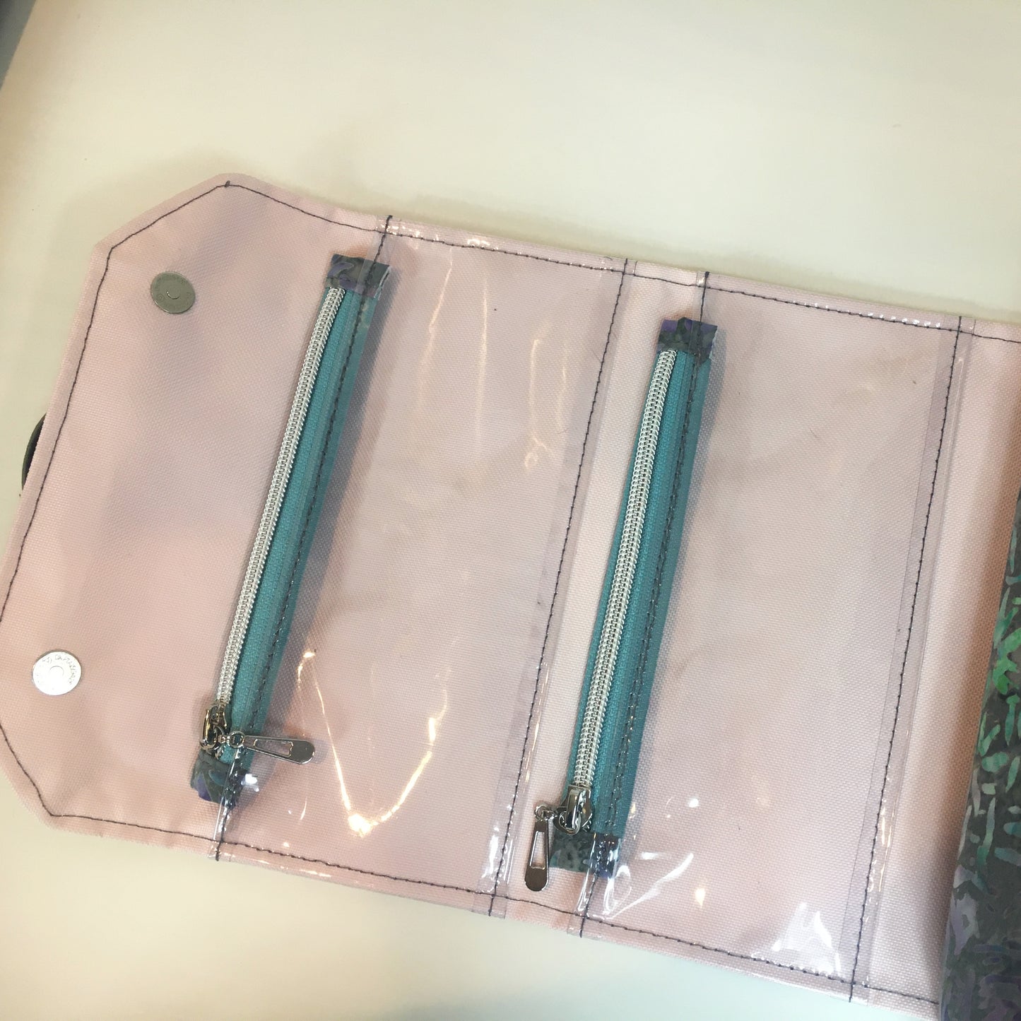 Project Bag - Gray and watercolor flowers