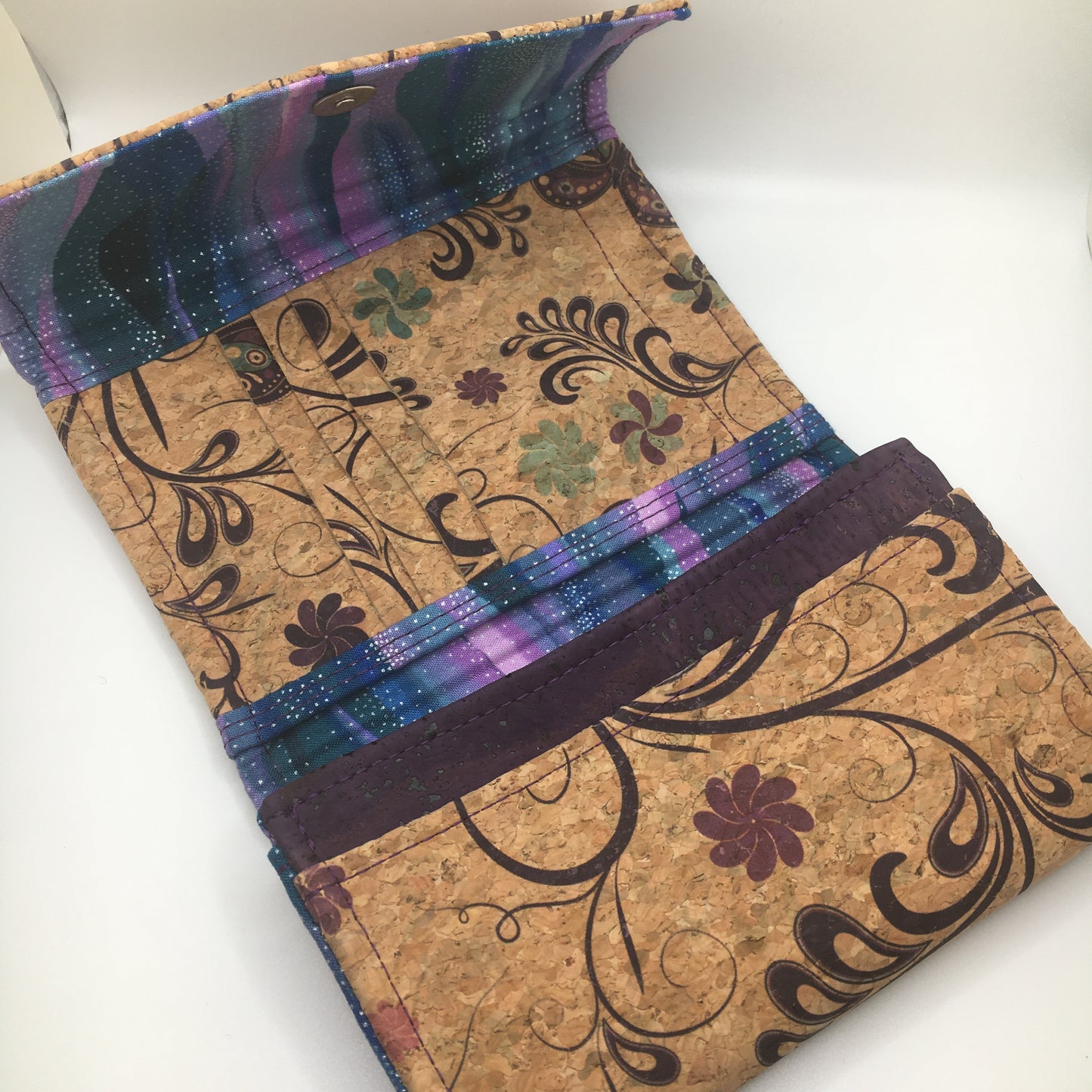 Libra Wallet - Cork: Butterfly Garden and Eggplant