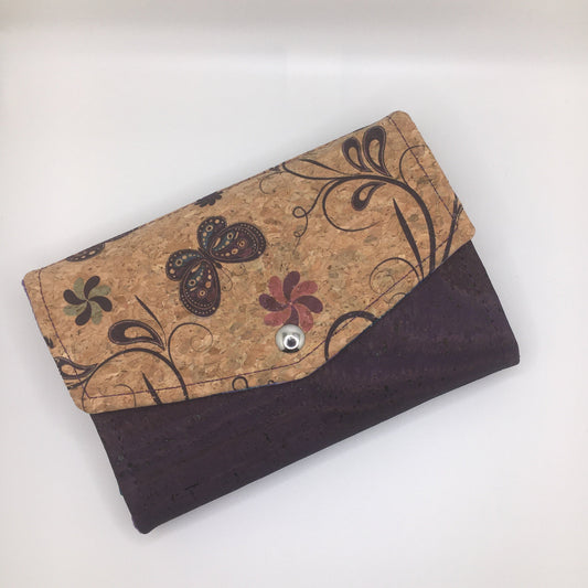 Libra Wallet - Cork: Butterfly Garden and Eggplant